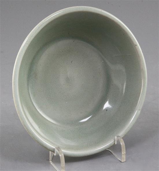 A Chinese celadon conical bowl, possibly Ming dynasty, 12.5cm